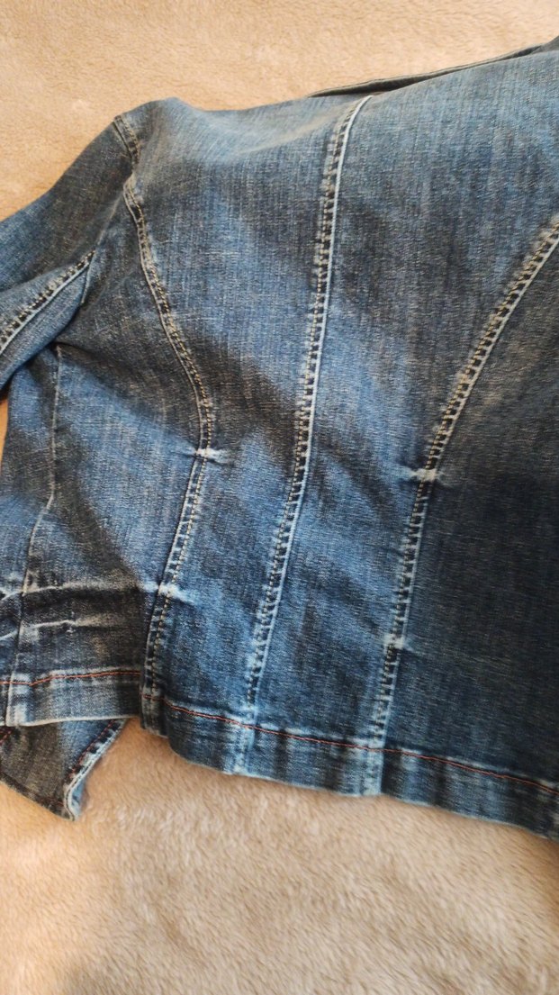 Mavi Düğmeli Rahat Kesim Kadın Kot Ceket - Görsel 4