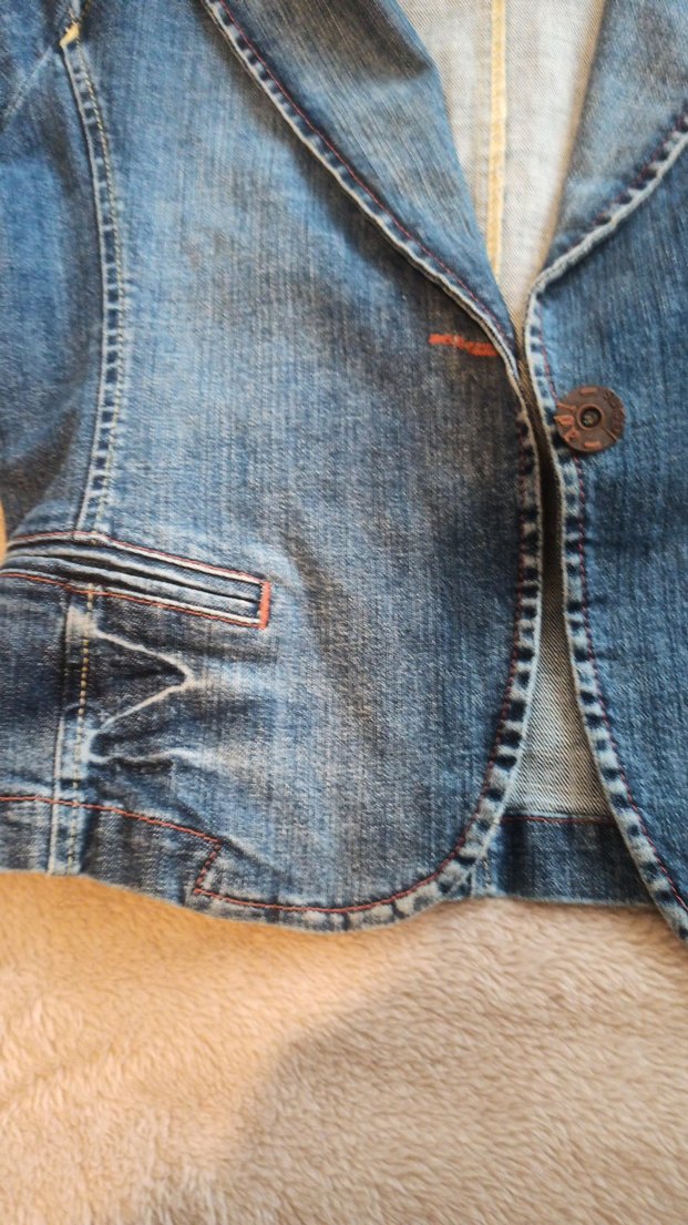 Mavi Düğmeli Rahat Kesim Kadın Kot Ceket - Görsel 3