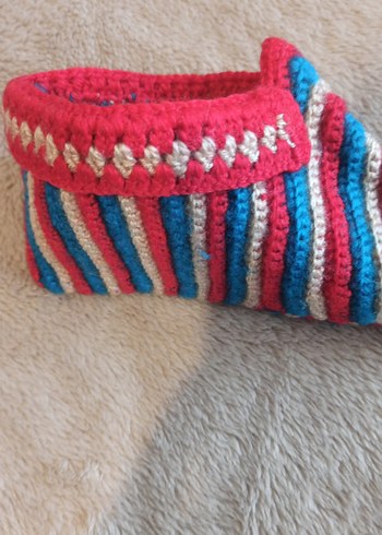 Renkli Örgü Kadın Ev Terliği - Görsel 2