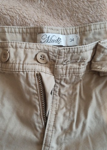 Bej Mini Pamuklu Düğmeli Kadın Şort - Görsel 2