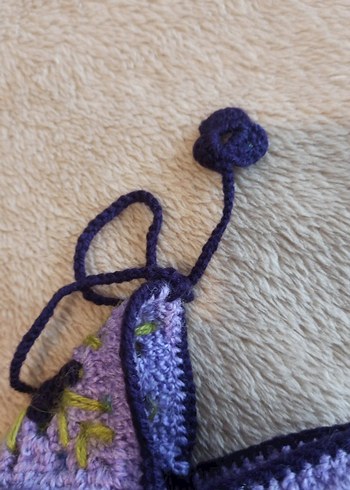 Mor Nakışlı Örgü Bohem Kadın Terlik - Görsel 3