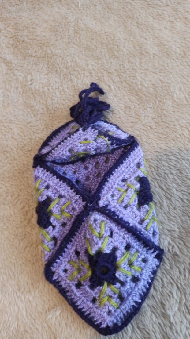 Mor Nakışlı Örgü Bohem Kadın Terlik - Görsel 2