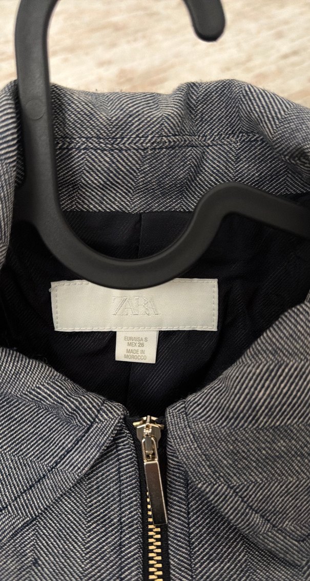 Gri Kadın Denim Ceket Fermuarlı - Görsel 2