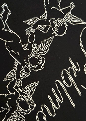 Siyah Kapüşonlu taşlı Oversize Sweatshirt - Görsel 2