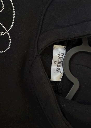 Siyah Kapüşonlu taşlı Oversize Sweatshirt - Görsel 3