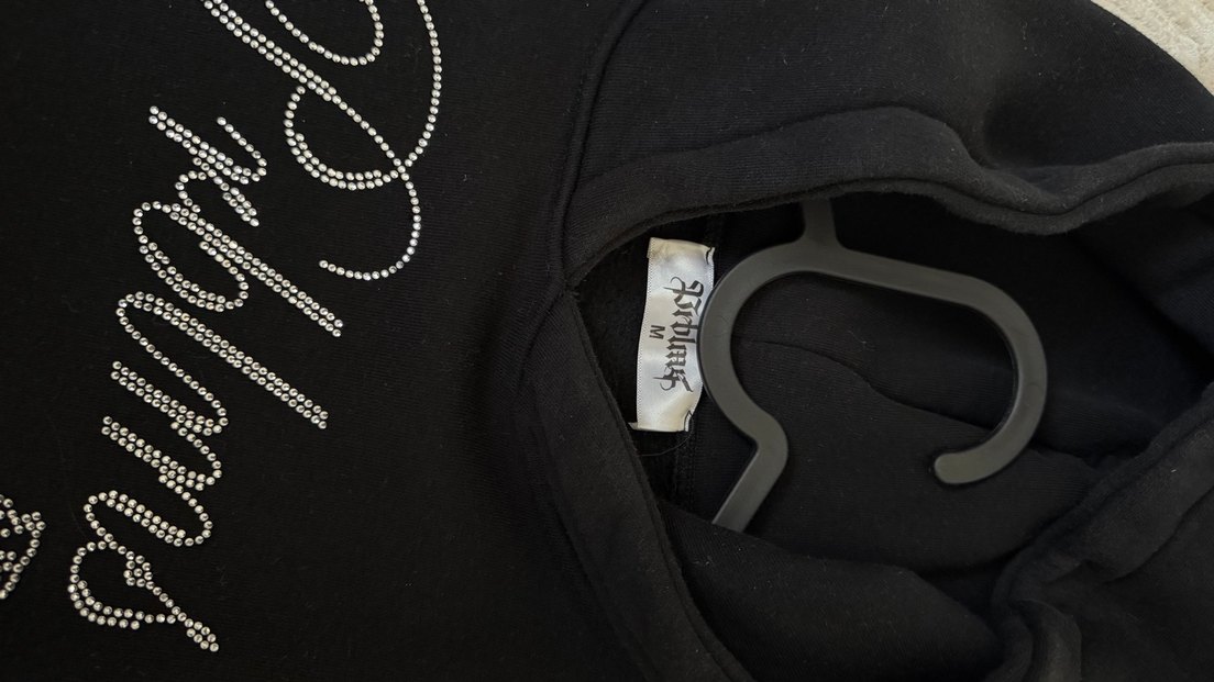 Siyah Kapüşonlu taşlı Oversize Sweatshirt - Görsel 3