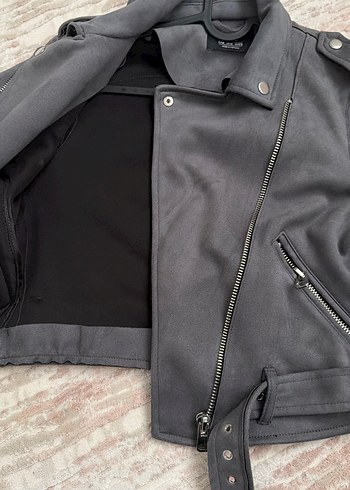 Kemerli gri kadife Gotik Ceket - Görsel 6