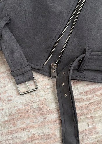 Kemerli gri kadife Gotik Ceket - Görsel 7