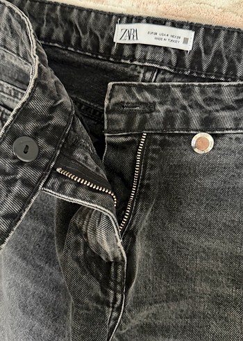 Zara Gri Baskılı Salaş Midi Kot Pantolon - Görsel 3