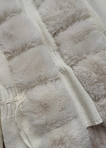Kadın Beyaz Kürk Detaylı Midi Mont - Görsel 4