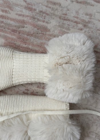 Kadın Beyaz Kürk Detaylı Midi Mont - Görsel 5