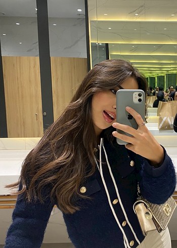 Düğmeli lacivert Mini Kadın Ceket - Görsel 2