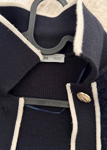 Düğmeli lacivert Mini Kadın Ceket - Görsel 3