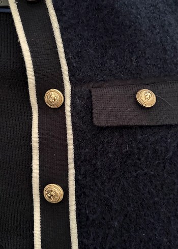 Düğmeli lacivert Mini Kadın Ceket - Görsel 4