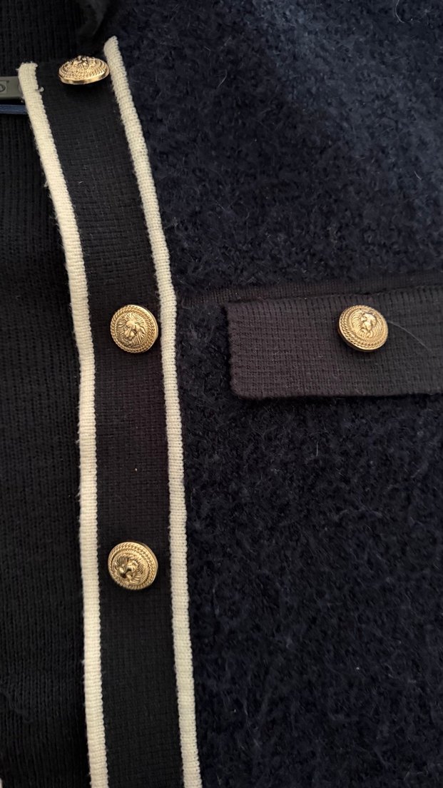 Düğmeli lacivert Mini Kadın Ceket - Görsel 4