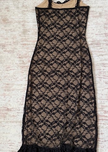 Fırfır Detaylı Dantel Midi Elbise - Görsel 2