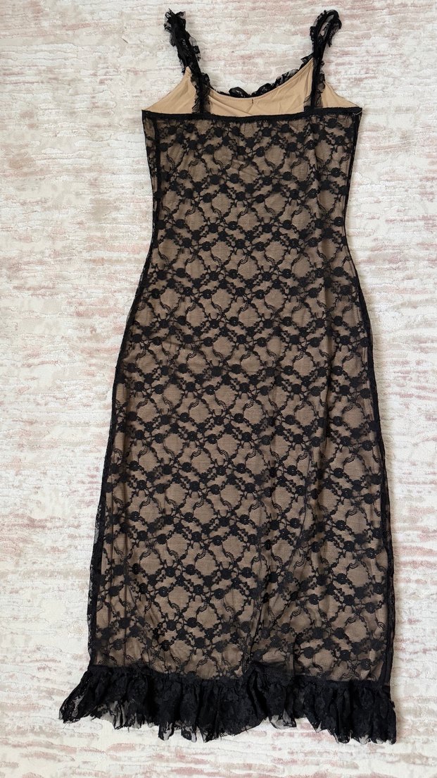 Fırfır Detaylı Dantel Midi Elbise - Görsel 2