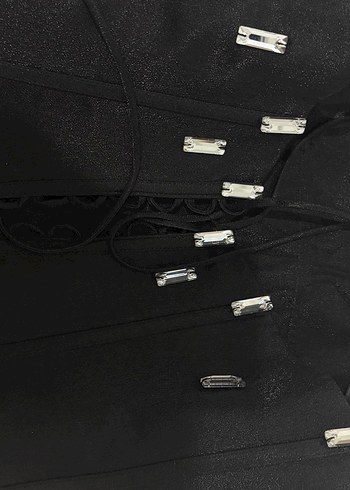 Uzun Siyah Deri Gotik Straplez Bustiyer korse - Görsel 7