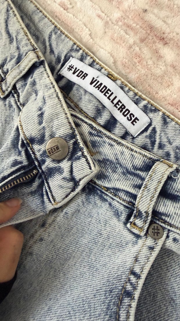 Vdr Kadın Mini Fitilli Mavi Batik Kot Pantolon - Görsel 5