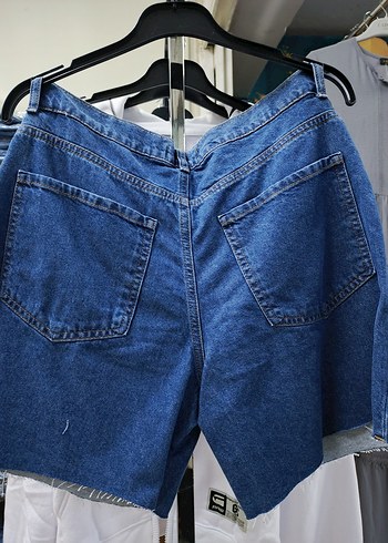m Beden mavi Renk Kadın Mavi Bol Kesim Mini Denim Şort