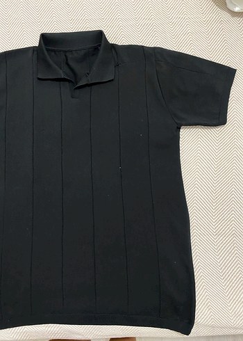 m Beden Düz Siyah Erkek Polo Tişört