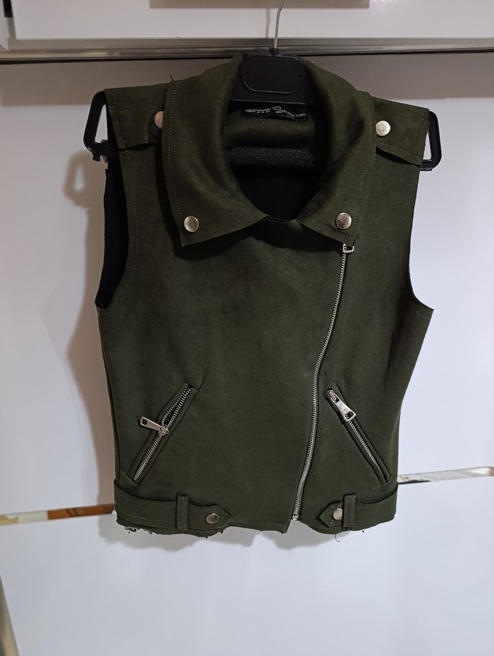 Haki Süet  Kadın Yelek - Görsel 2