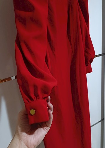 Klasik Kırmızı Uzun Elbise - Görsel 2