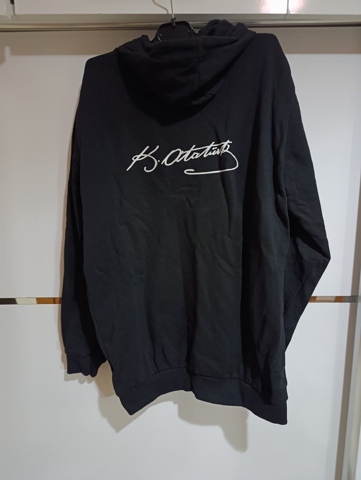 Siyah Kapüşonlu Kadın Sweatshirt standart beden - Görsel 2