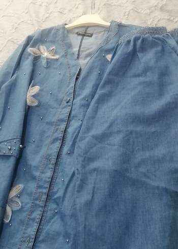 Mavi Nakışlı Kadın Kot ikili takım - Görsel 5