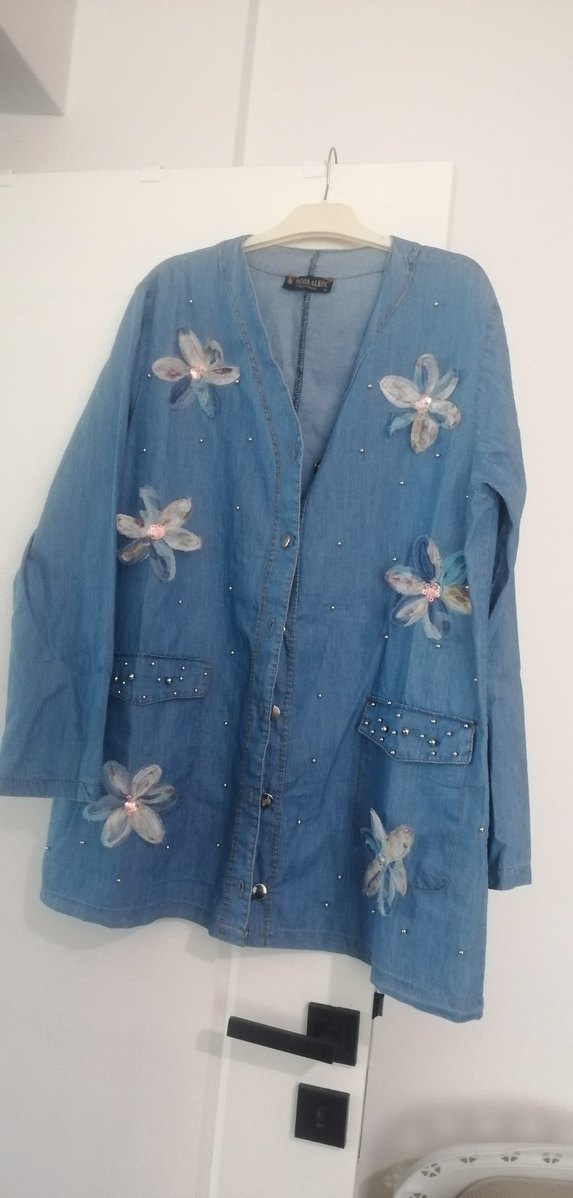 Mavi Nakışlı Kadın Kot ikili takım - Görsel 3