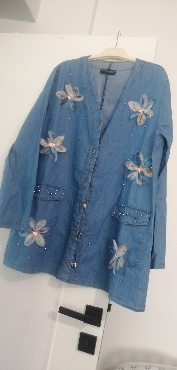 Mavi Nakışlı Kadın Kot ikili takım - Görsel 2