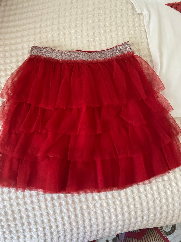 Kız Çocuk Kırmızı Fırfırlı Elbise - Görsel 2