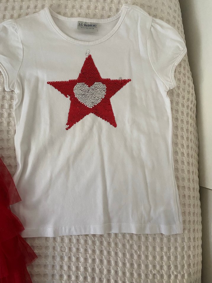 Kız Çocuk Kırmızı Fırfırlı Elbise - Görsel 3