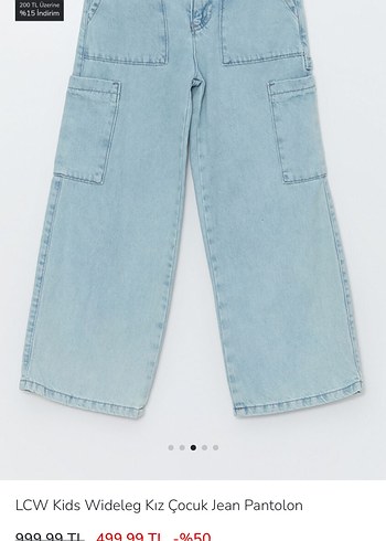 LCW Kids Kız Çocuk Geniş Paça Jean Pantolon - Görsel 5