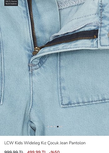 LCW Kids Kız Çocuk Geniş Paça Jean Pantolon - Görsel 3