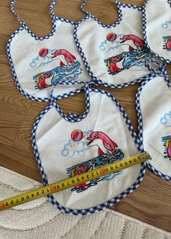 Nakışlı Renkli Mavi Bebek Önlükleri - Görsel 3