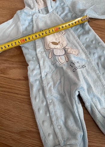 Örgü Detaylı Mavi Erkek Bebek Tulumu - Görsel 5