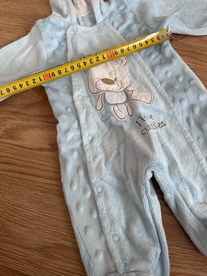 Örgü Detaylı Mavi Erkek Bebek Tulumu - Görsel 5