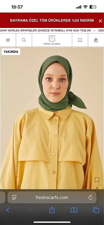  Beden Fresh scarf pamuk ipek şal yaprak rengi
