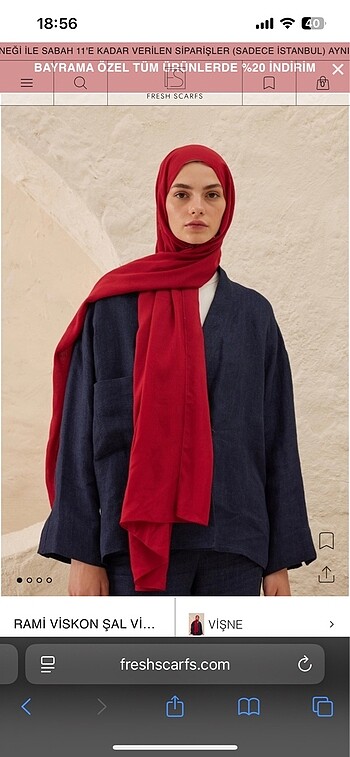 Fresh scarf Rami Viskon Şal Vişne