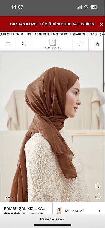Fresh Scarf Bambu Şal Kızıl Kahve