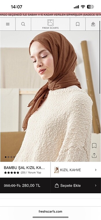 Beden Fresh Scarf Bambu Şal Kızıl Kahve