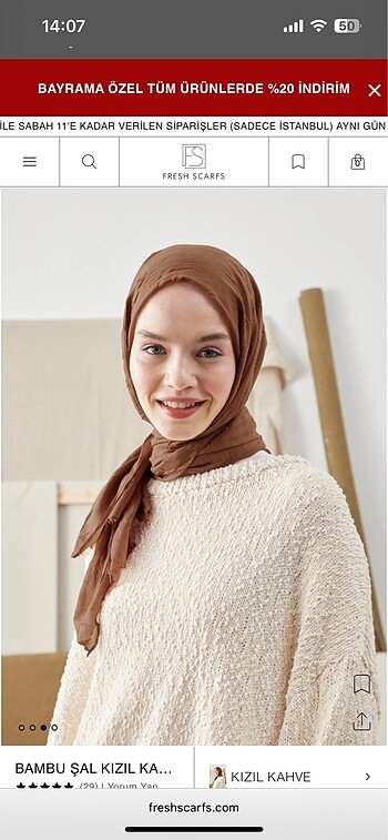 Armine Fresh Scarf Bambu Şal Kızıl Kahve