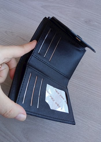  Beden siyah Renk Fermuarlı Siyah Deri Kadın Cüzdanı