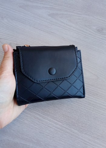 Fermuarlı Siyah Deri Kadın Cüzdanı