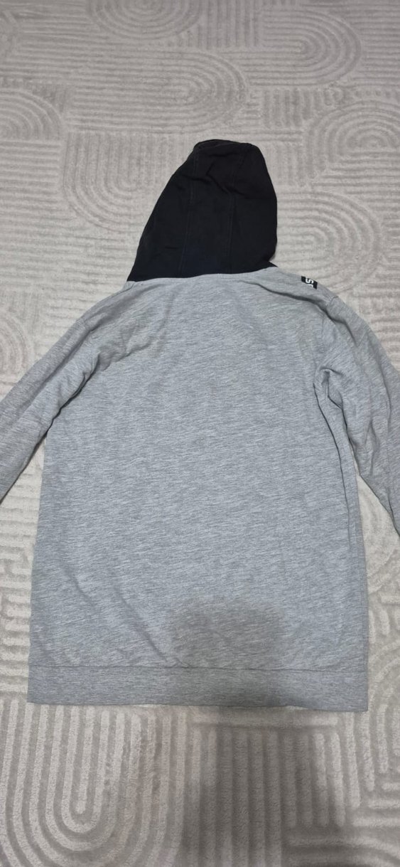Gri Kapüşonlu Fermuarlı Erkek Sweatshirt - Görsel 2