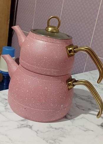 granit Pembe Çaydanlık Takımı