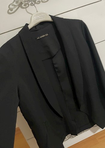 m Beden siyah Renk Siyah Kadın Midi Blazer, Uzun Kollu, Notch Yaka