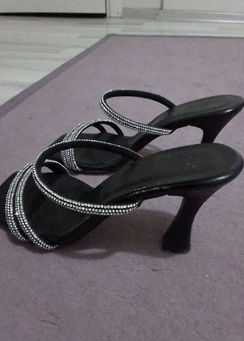 Diğer Diger Siyah Yılan Desenli Stiletto Topuklu Kadın Ayakkabı