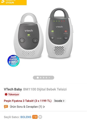 VTech Baby BM1100 Dijital Bebek Telsizi Beyaz-Gri